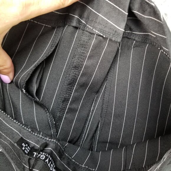 Nasty Gal Pants Womens 8 Black Pinstripe Up Your Life High Waisted *NWT* - Picture 12 of 16